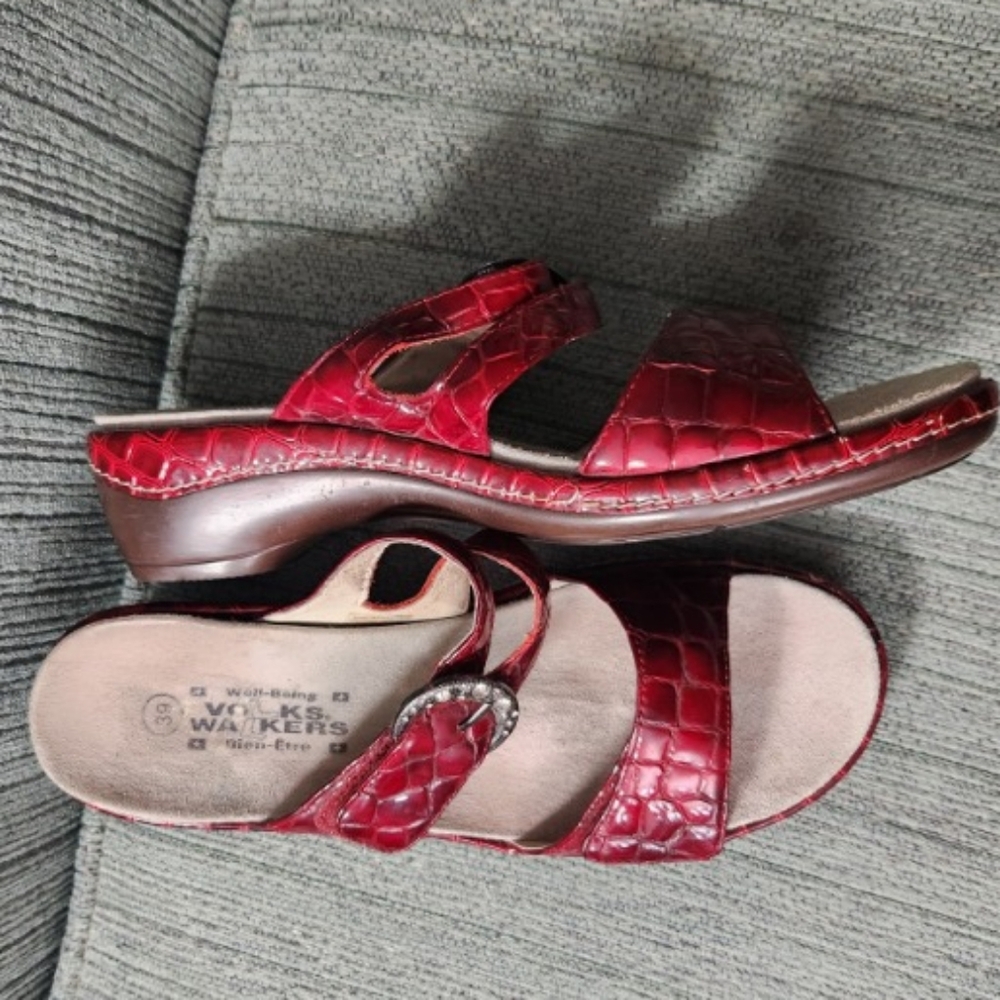 Volks Walkers deep red sandals